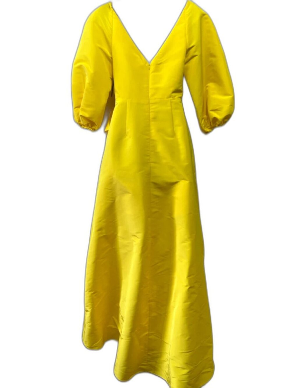 NWT Carolina Herrera Silk Sarong Gown Taxi Cab Yellow Puff Sleeve Maxi Dress Sz - Picture 12 of 13